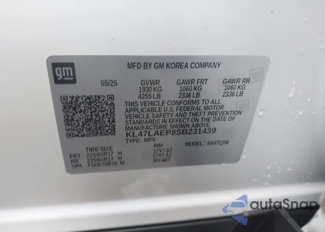 2025 Buick Envista Preferred Fwd from USA, damaged, VIN KL47LAEP8SB231439